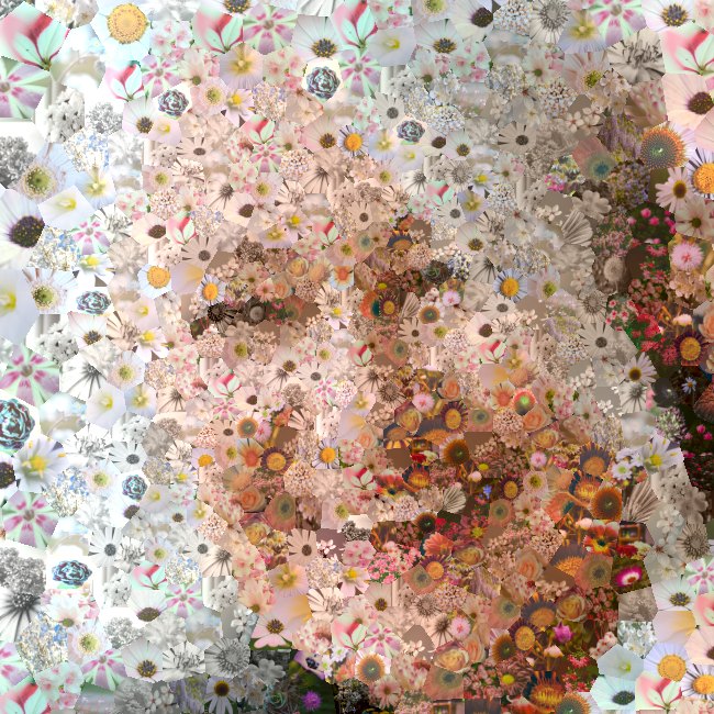 Detail of the same mosaic — individual photographs visible